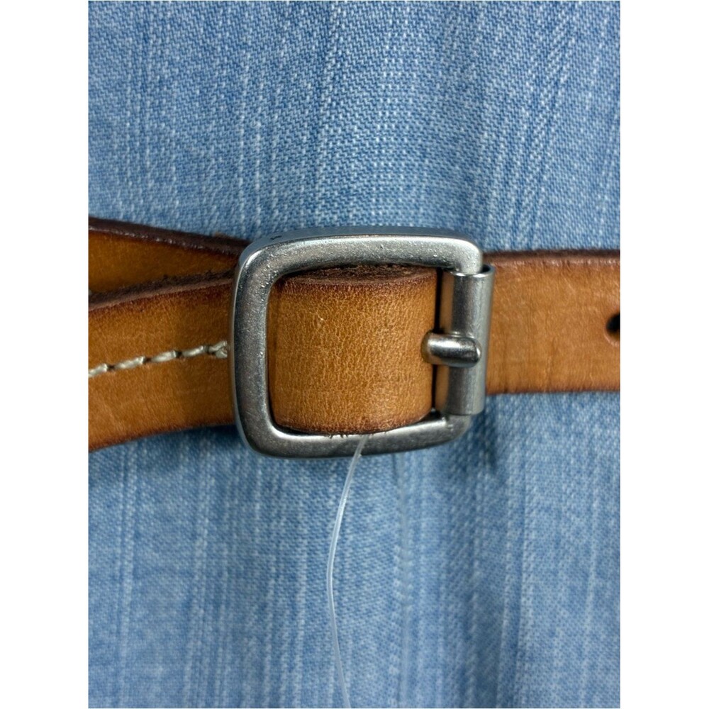 GAP Womens belt Tan Cow Leather Belt with Silver Buckle stitching minimalist